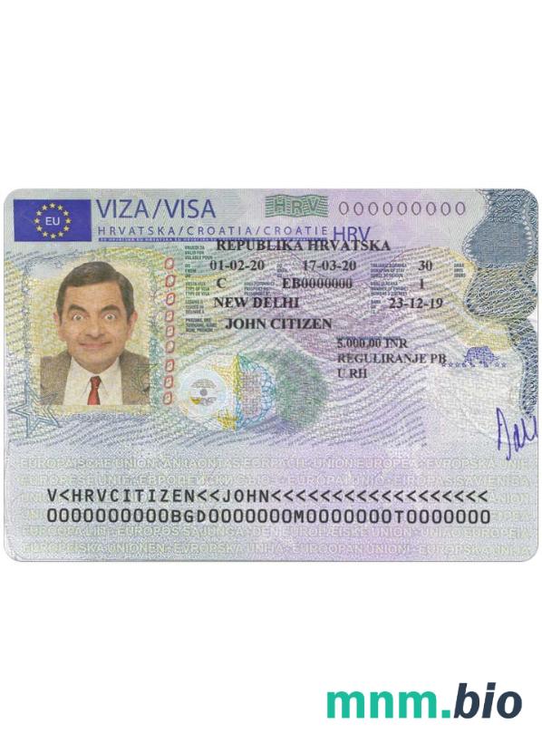 Chorwacja wiza schengen w pełni edytowalna PSD
